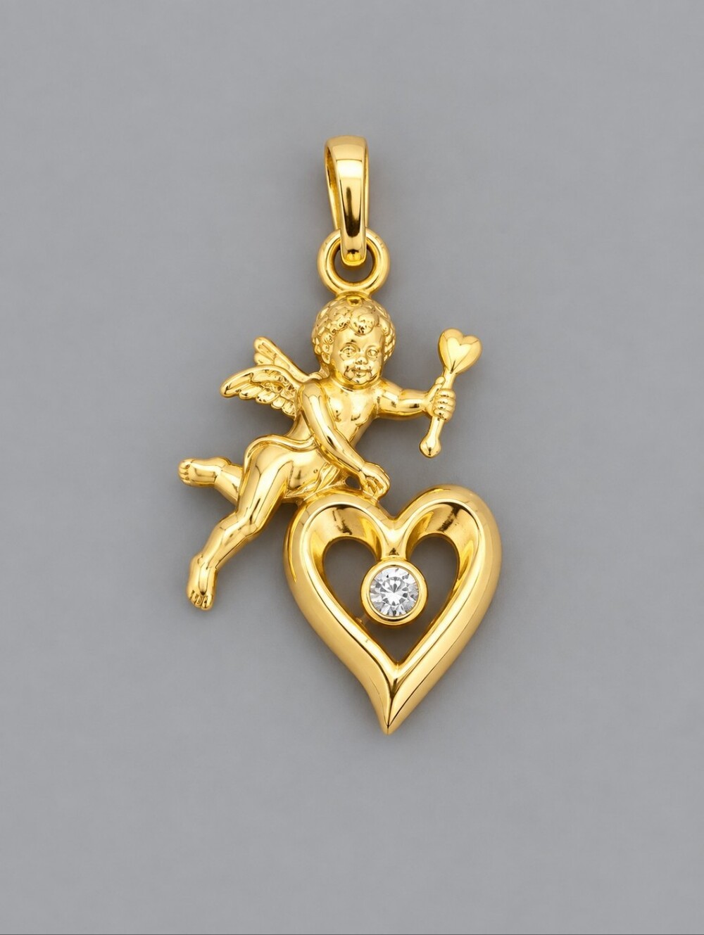 VTG 1970s Dainty Cupid Cherub Heart Pendant Charm